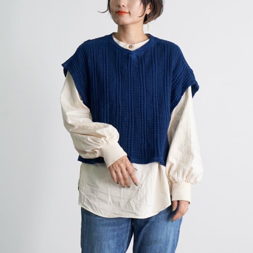 2wayショートニットベスト | ネイビー - UZUiRO/公式オンラインショップ