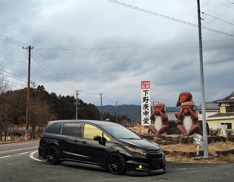 オデッセイの漆黒と雪景色・ワンオフリアキャンバープレート・猿