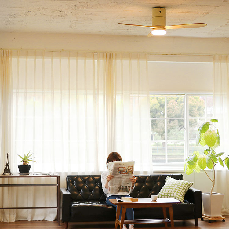 Modern Collection LED シーリングファン REAL wood blades (電球色