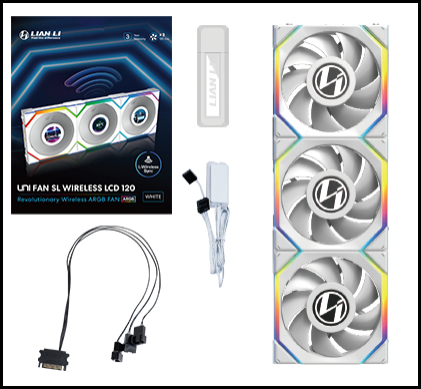 Lian Li UNI FAN SL Wireless LCD 120 Triple Pack White 12SLLCD1W3W