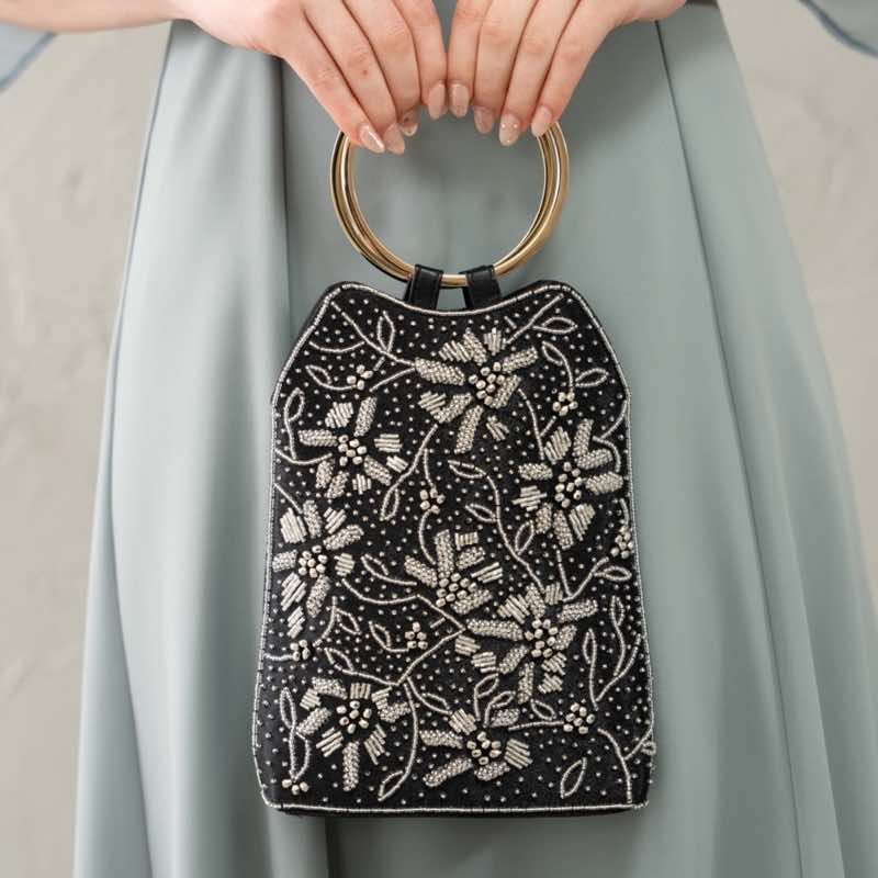 ブラックの2wayリングハンドルバッグ | アサクラ | E-8068 | 結婚式