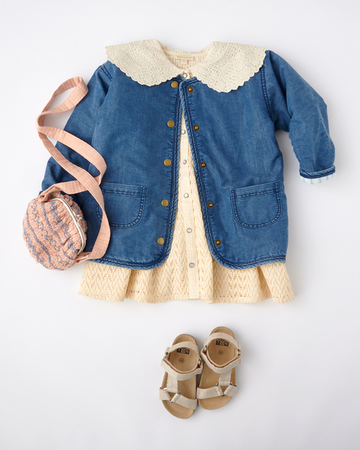 LILI et NENE キッズ BONJOUR 2024SS KIDS JACKET Denim 8A-10A