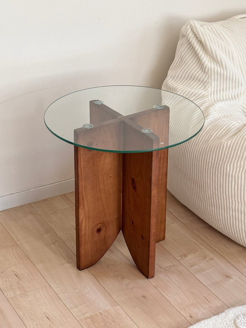 ウッドガラスサイドテーブル｜韓国インテリア おしゃれ 木 ソファ