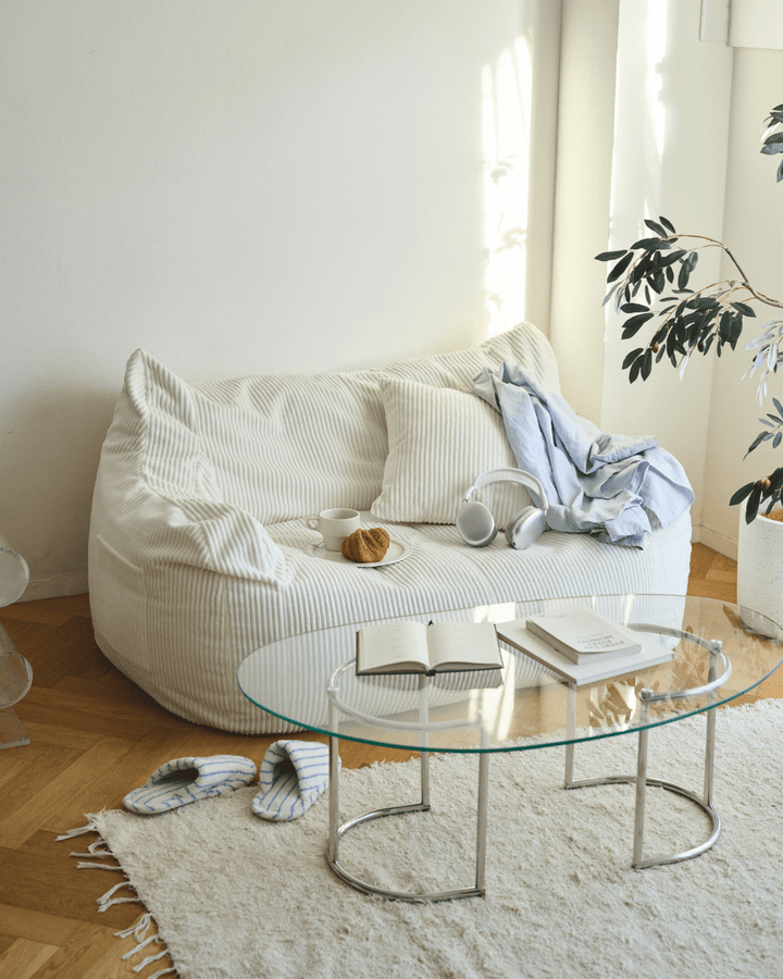 LOOSY 2人掛けビーズソファ Ivory｜2人用ソファ おしゃれ 一人暮らし