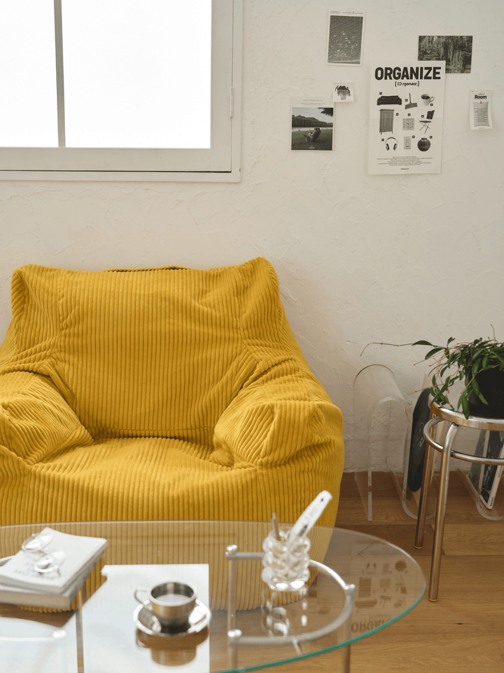 LOOSY 1人掛けビーズソファ Mustard｜1人用ソファ おしゃれ 一人暮らし