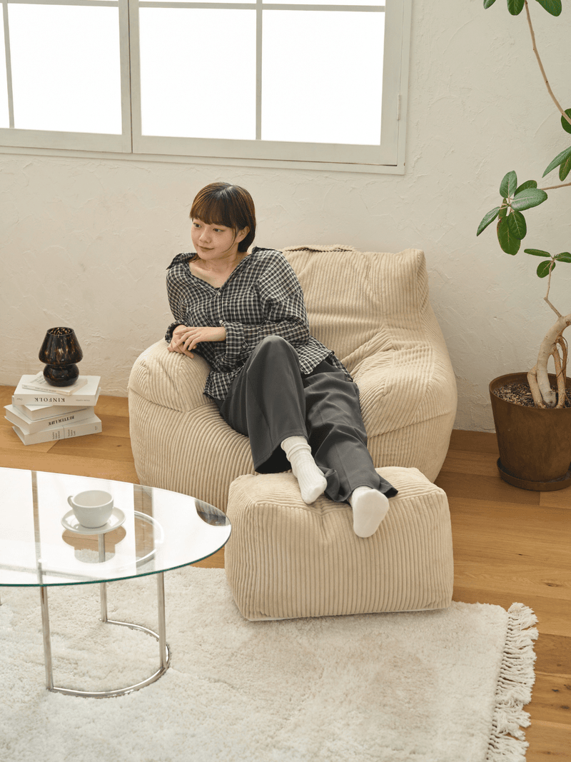 LOOSY ビーズオットマン Beige｜スツール おしゃれ 一人暮らし 二人