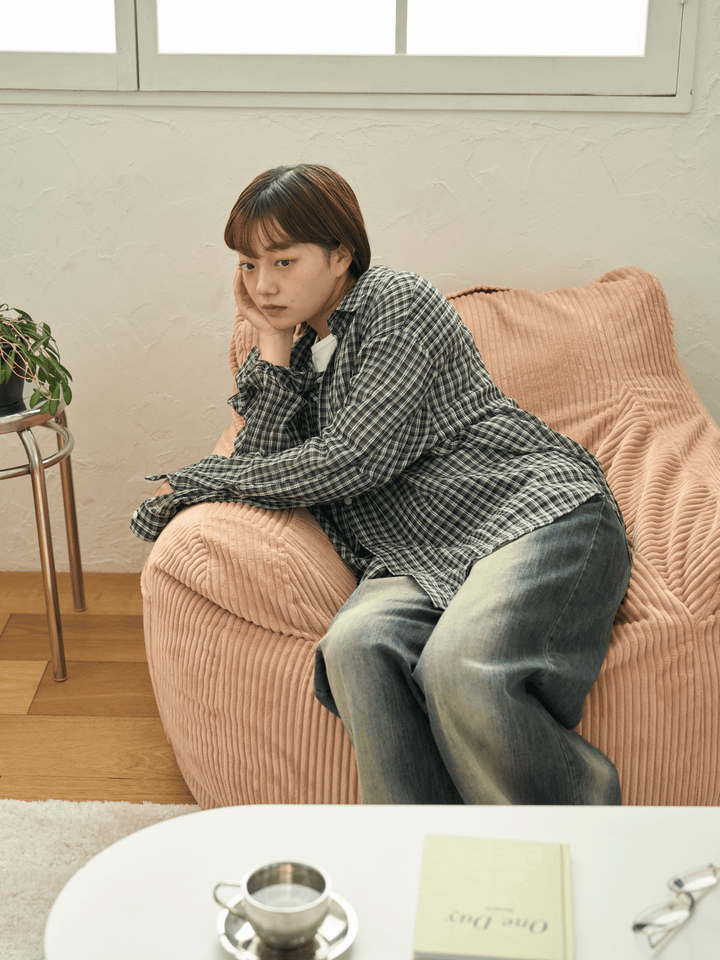 LOOSY 1人掛けビーズソファ Coral Pink｜1人用ソファ おしゃれ