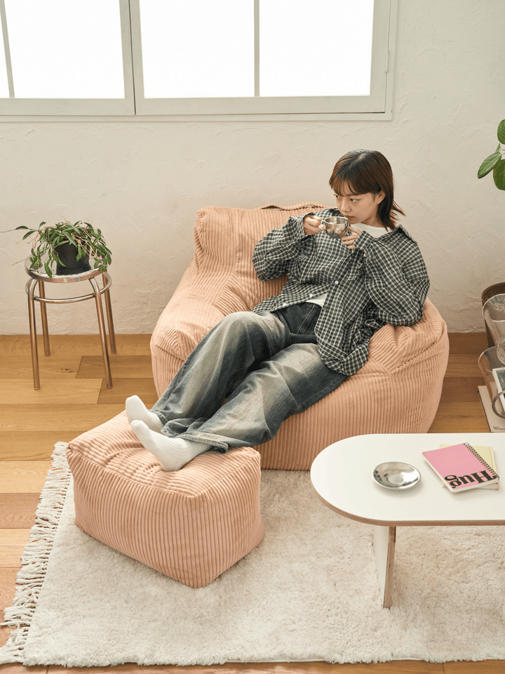 LOOSY 1人掛けビーズソファ Coral Pink｜1人用ソファ おしゃれ