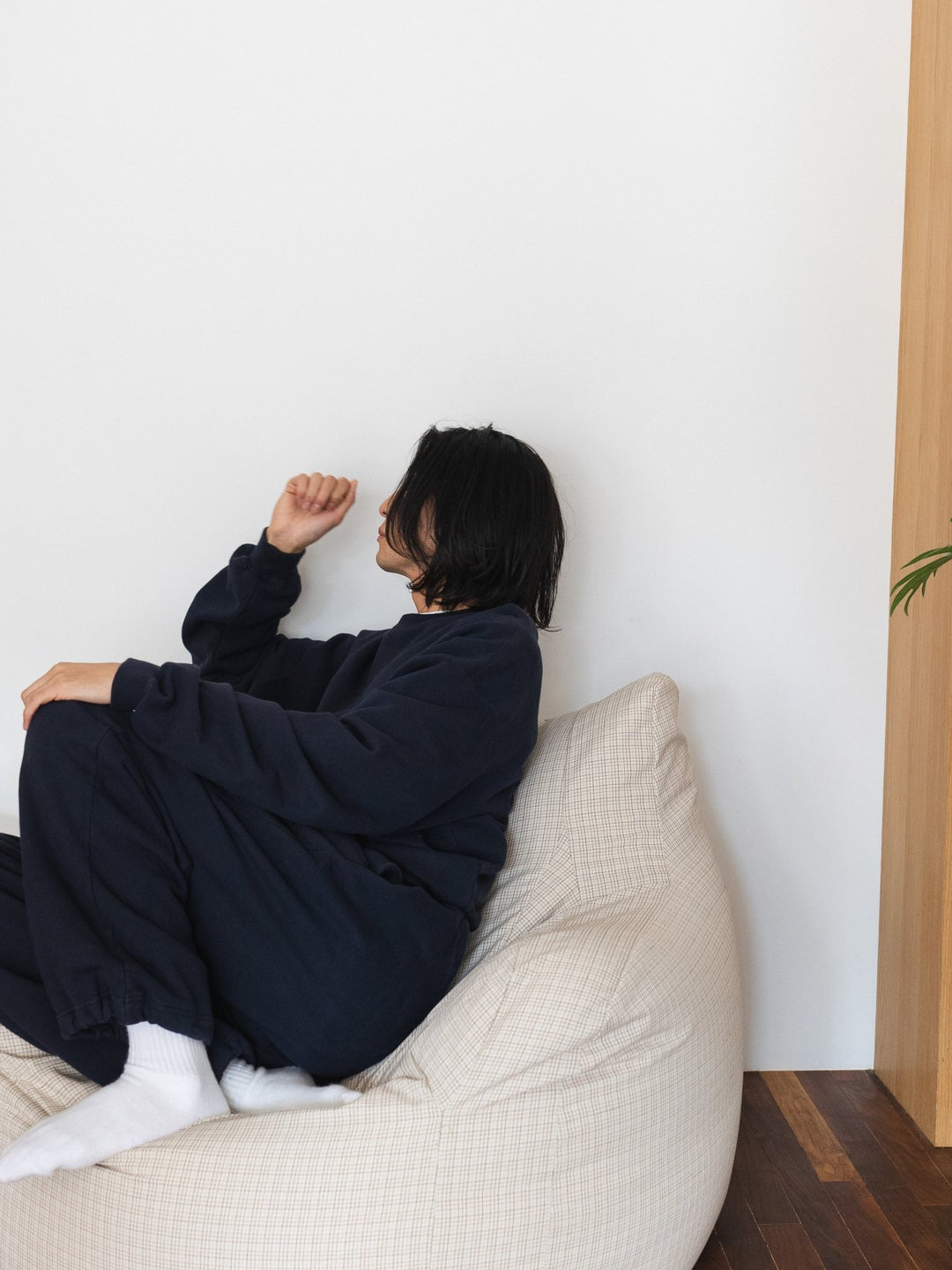 GOOD THING × LOOSYコラボ 1人掛けビーズソファ Check｜1人用ソファ