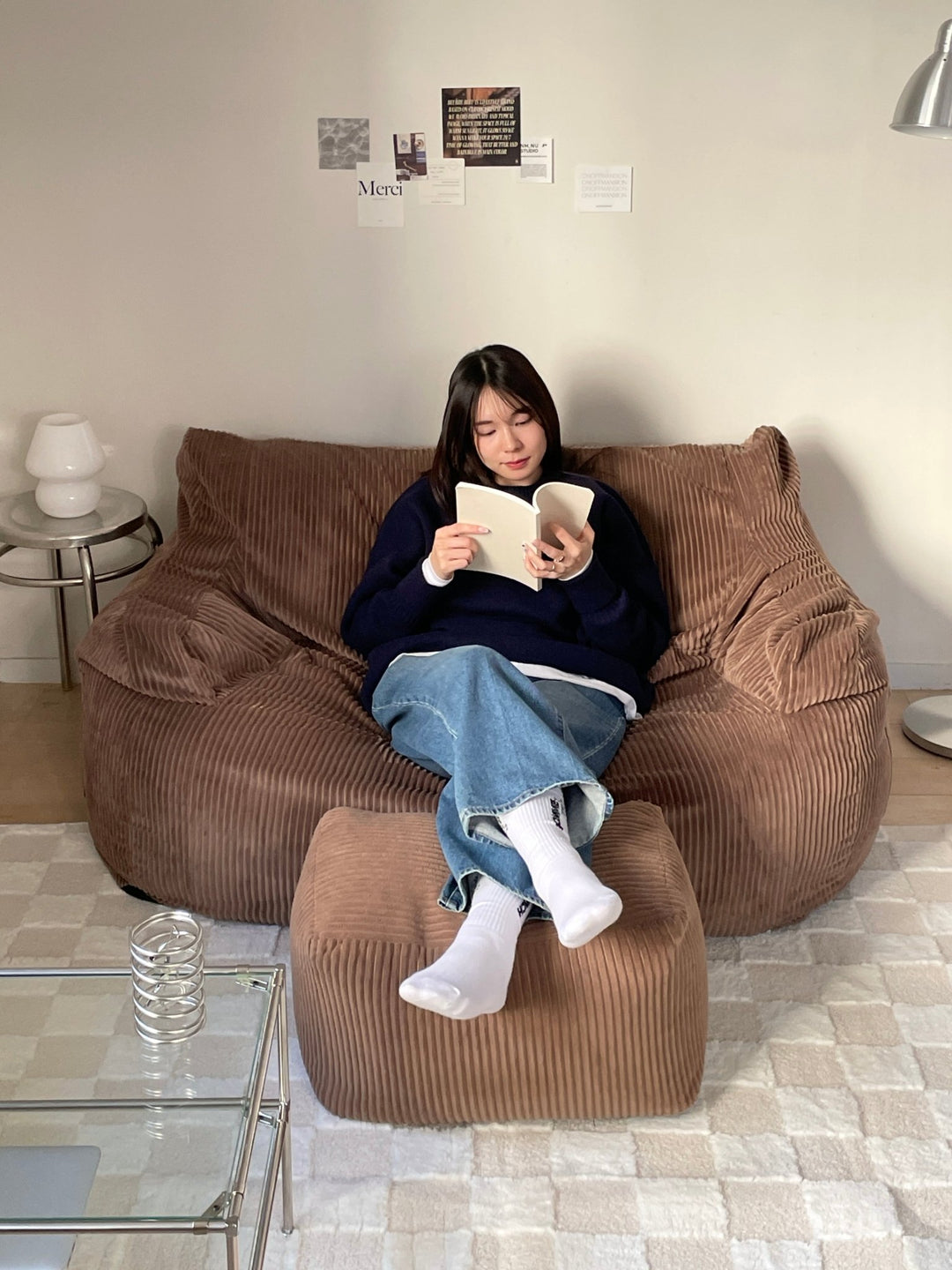 LOOSY 2人掛けビーズソファ Brown｜2人用ソファ おしゃれ 一人暮らし