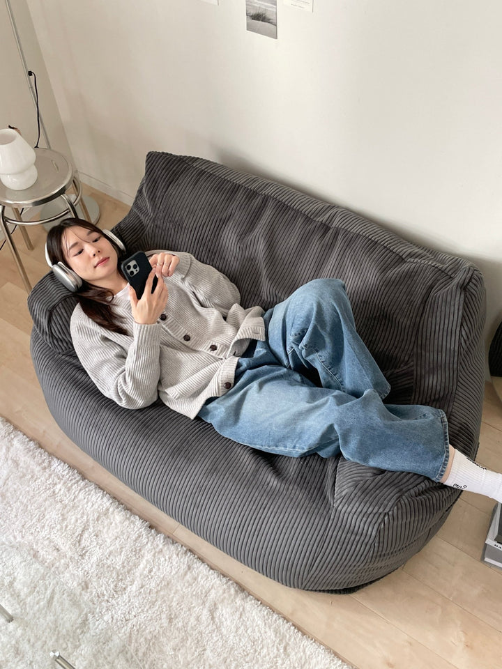 LOOSY コーデュロイ ビーズソファ ダークグレー LOOSY コーデュロイ