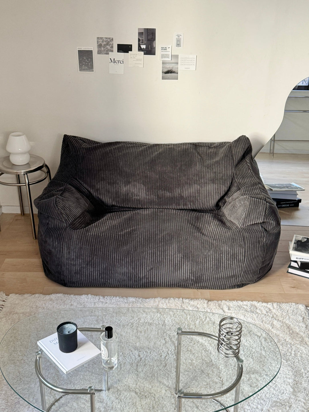 LOOSY 2人掛けビーズソファ Charcoal｜2人用ソファ おしゃれ