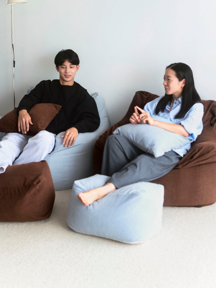 LOOSY 1人掛けビーズソファ Powder Blue｜1人用ソファ おしゃれ