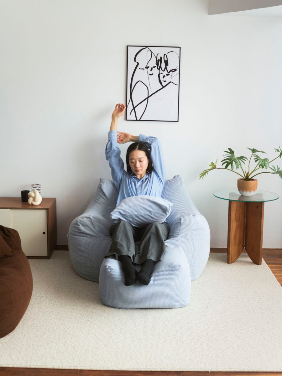 LOOSY 1人掛けビーズソファ Powder Blue｜1人用ソファ おしゃれ