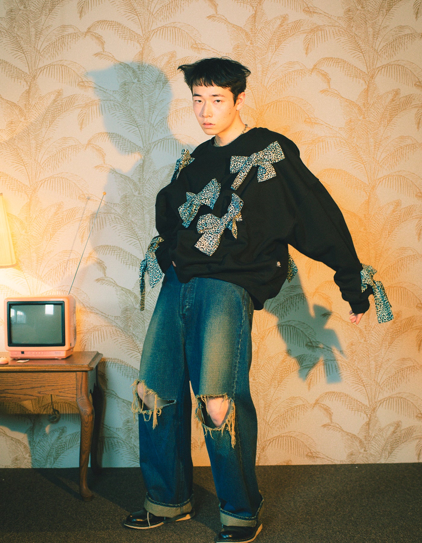 little sunny bite (リトルサニーバイト)leopard sweat top / BLACK