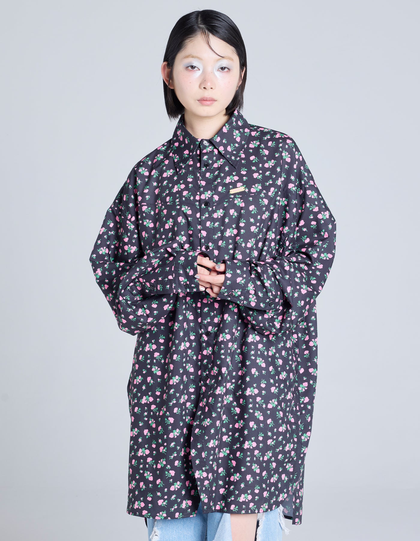 little sunny bite (リトルサニーバイト)floral shirts / BLACK