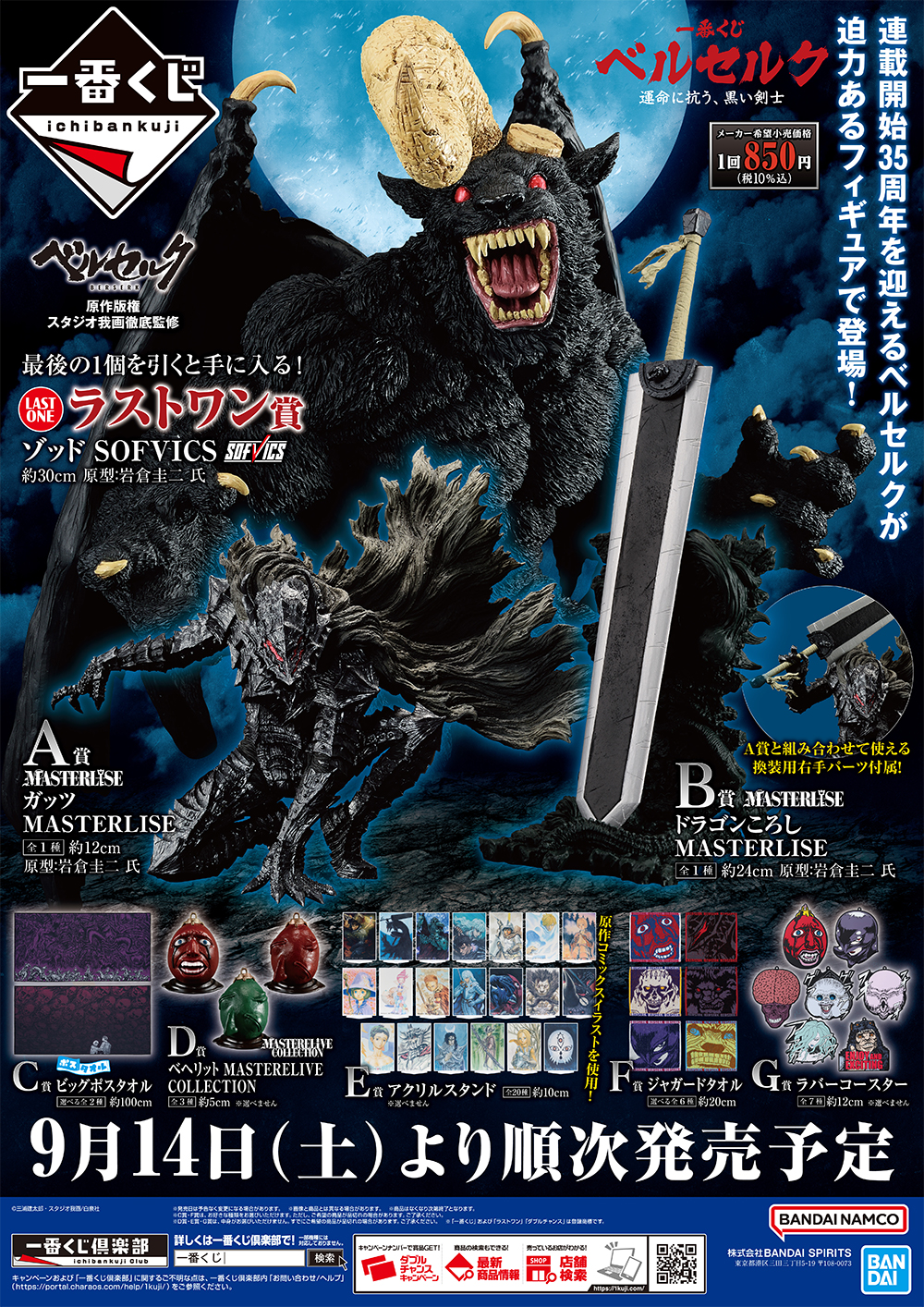 一番くじ ベルセルク 運命に抗う、黒い剣士 初動 販売・買取相場 (前回