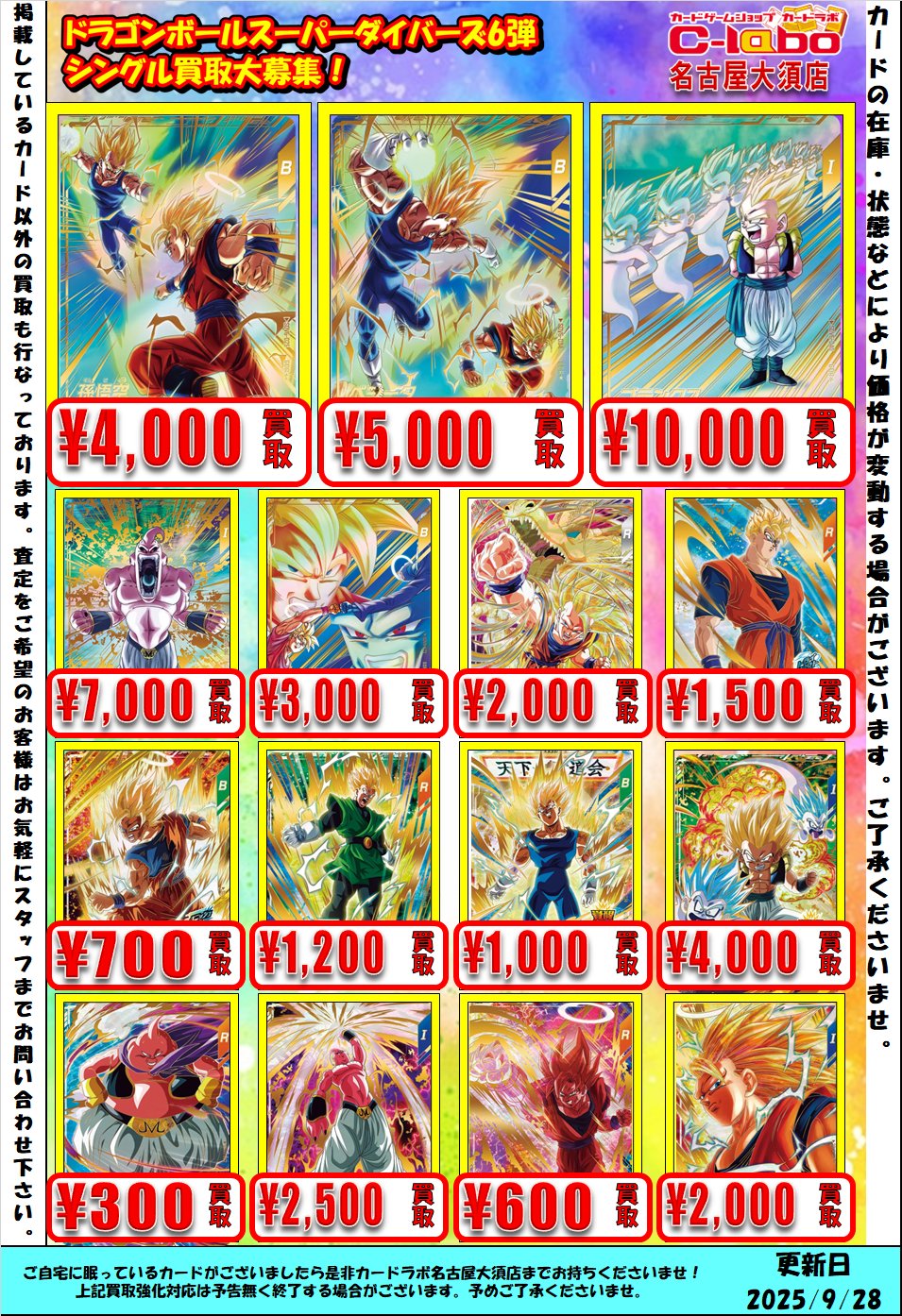 DBSDV6弾 発売4日目のメルカリ・買取相場 (前回との価格比較