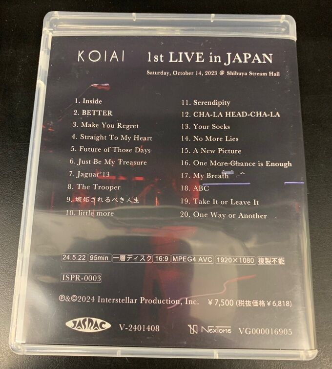 2/11(水) KOIAIのBlu-ray 『1st LIVE in JAPAN』入荷しました