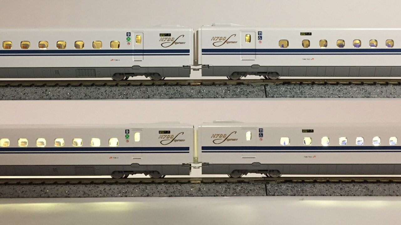トミックスN700系新幹線8両編成室内灯付き 加工有・室内灯付TOMIX