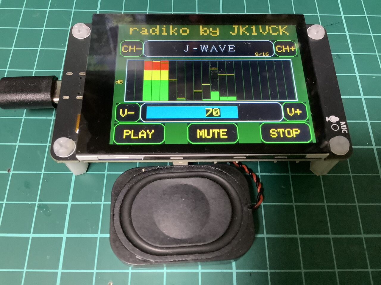 ES3C28P JC3248W535 で「radiko」を聞きながらサウンドレベルメータを