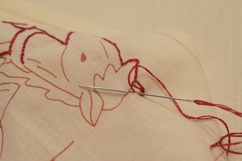 矢沢順子さんのキルト】レッドワークでスーちゃんの刺繍 : happy-go