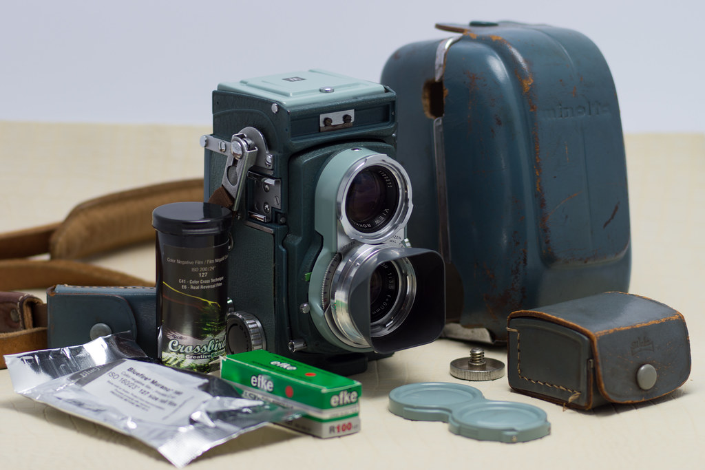 希少 ミノルタ minolta miniflex 二眼レフカメラ 純正ケース付 希少