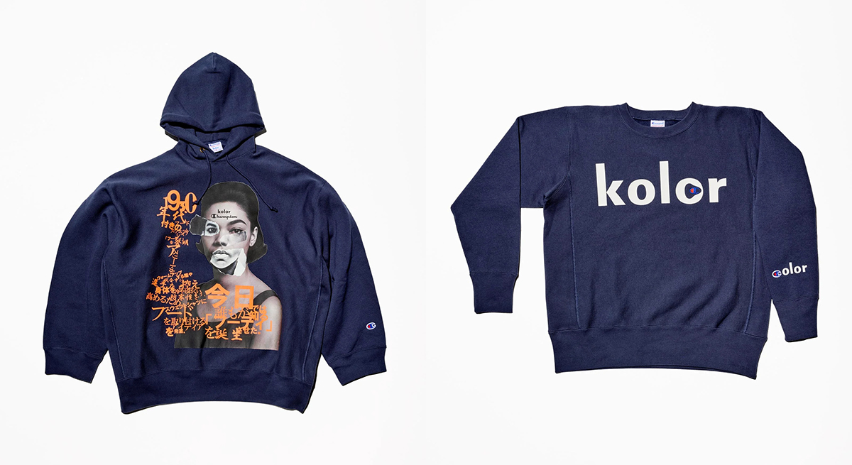 kolor が Champion と初コラボ、ロゴで遊んだリバースウィーブ®製法の