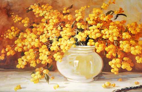 イタリア製 輸入雑貨 額絵 アートフレーム ミモザ アンティーク風