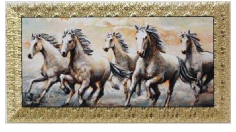 イタリア製 輸入雑貨 額絵 アートフレーム 馬 駿馬 ゴールドフレーム