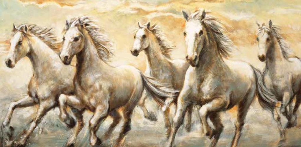 イタリア製 輸入雑貨 額絵 アートフレーム 馬 駿馬 ゴールドフレーム