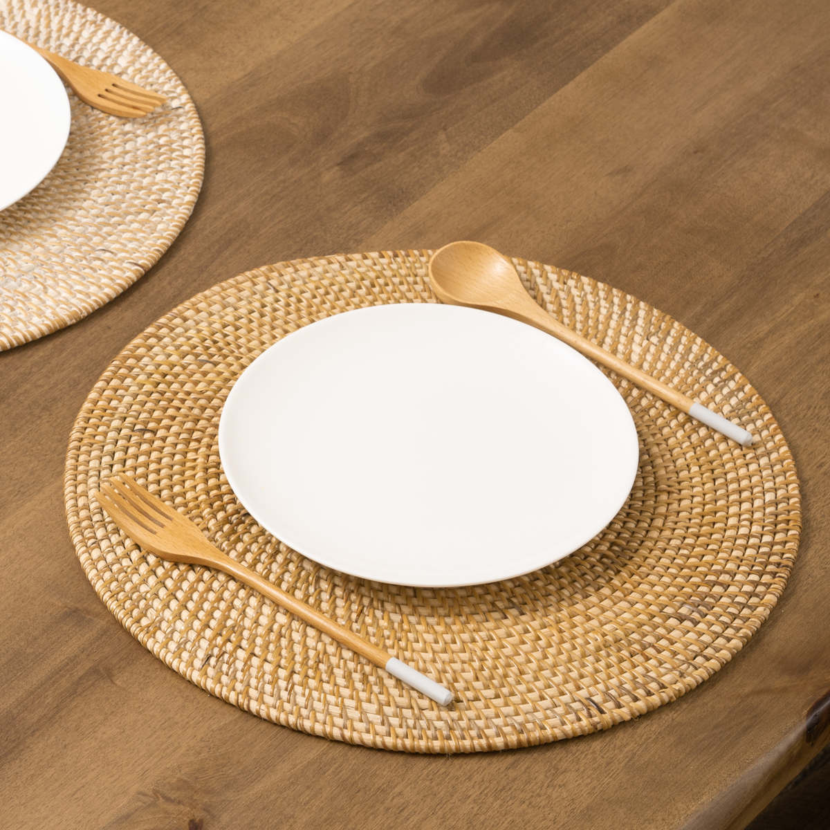 ランチョンマット 4枚セット ラタン プレイスマット ラウンド 円形