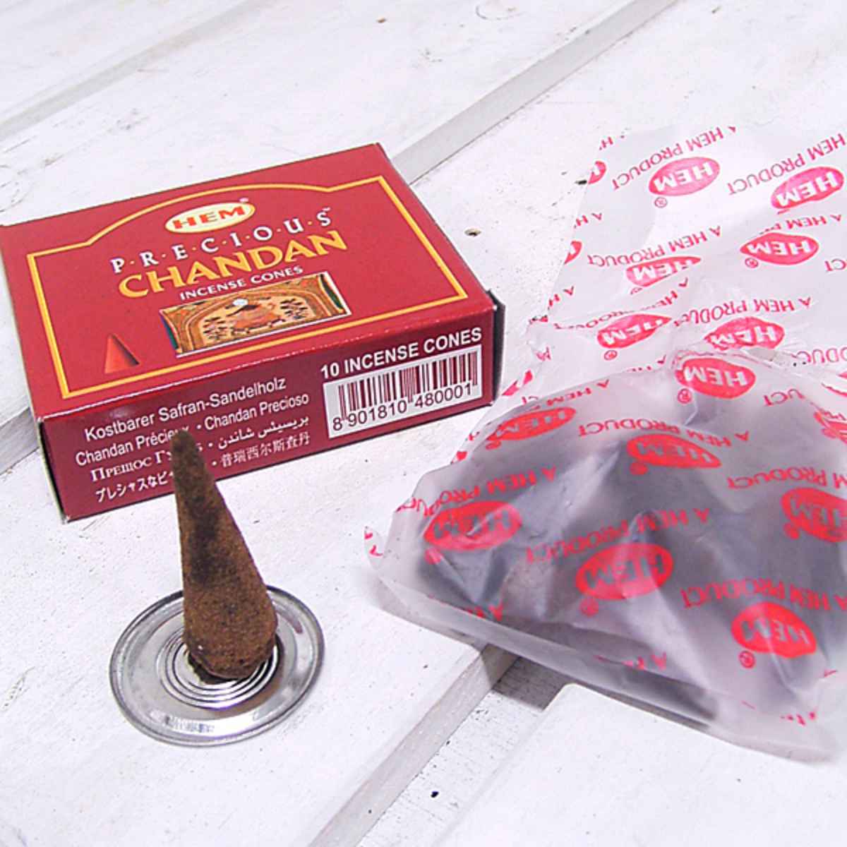 お香 HEM コーン チャンダン （ ヘム インド インセンス 簡易皿付き