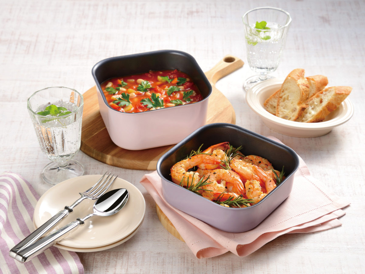 フライパン・鍋 4点セット 16cm IH対応 角型 着脱ハンドル式 Rect Mate