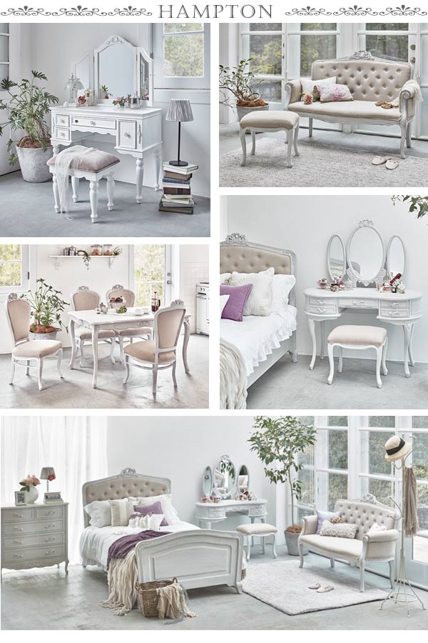 ローテーブル 座卓 姫系 ロマンチック HAMPTON 幅100cm （ 白家具 猫脚