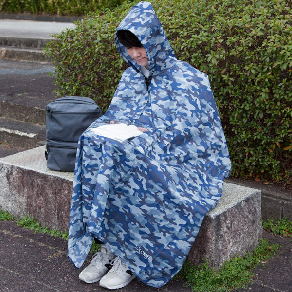 レインコート レインポンチョ 窓付き 雨具 カモフラ （ 雨合羽 レイン