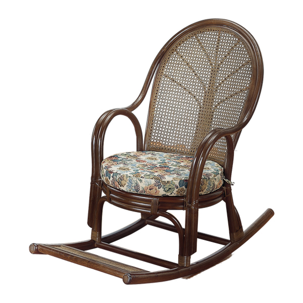 籐 ロッキングチェアー ハイバック 座面クッション付 幅58cm （ チェア