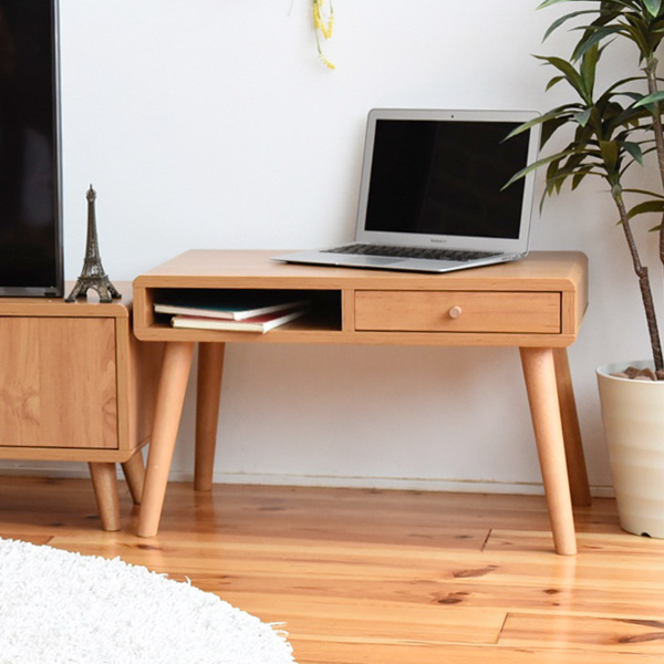 ローデスク 幅65cm 引出し付 北欧風 pico （ デスク 机 ロータイプ