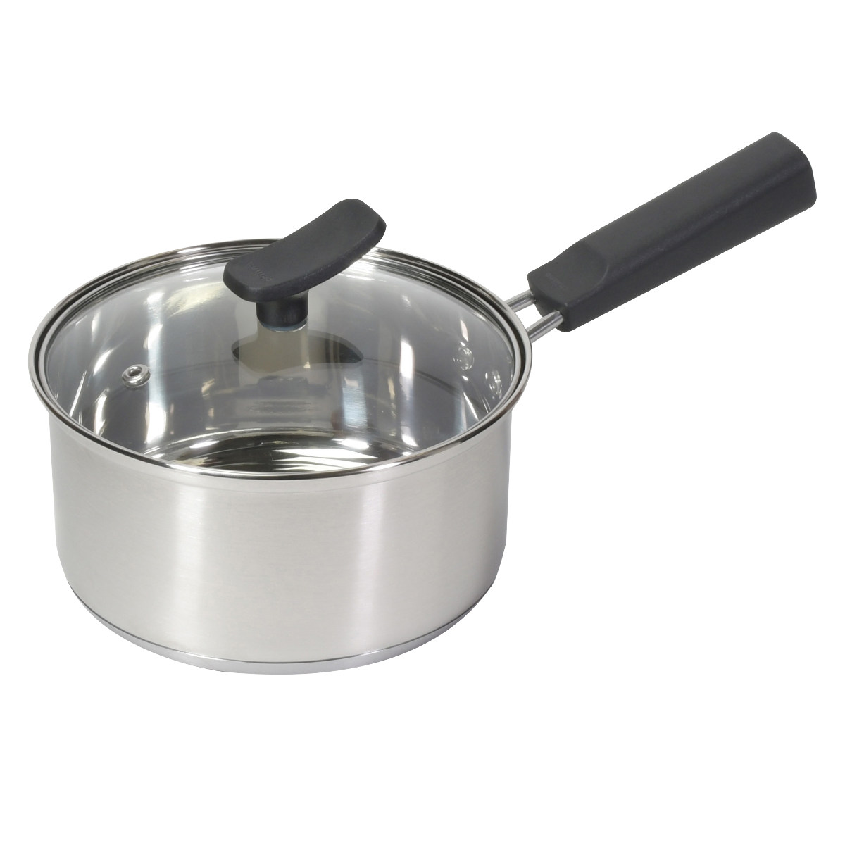 片手鍋 16cm IH対応 チーノ ステンレス製 3層底 ガラス蓋付き （ なべ