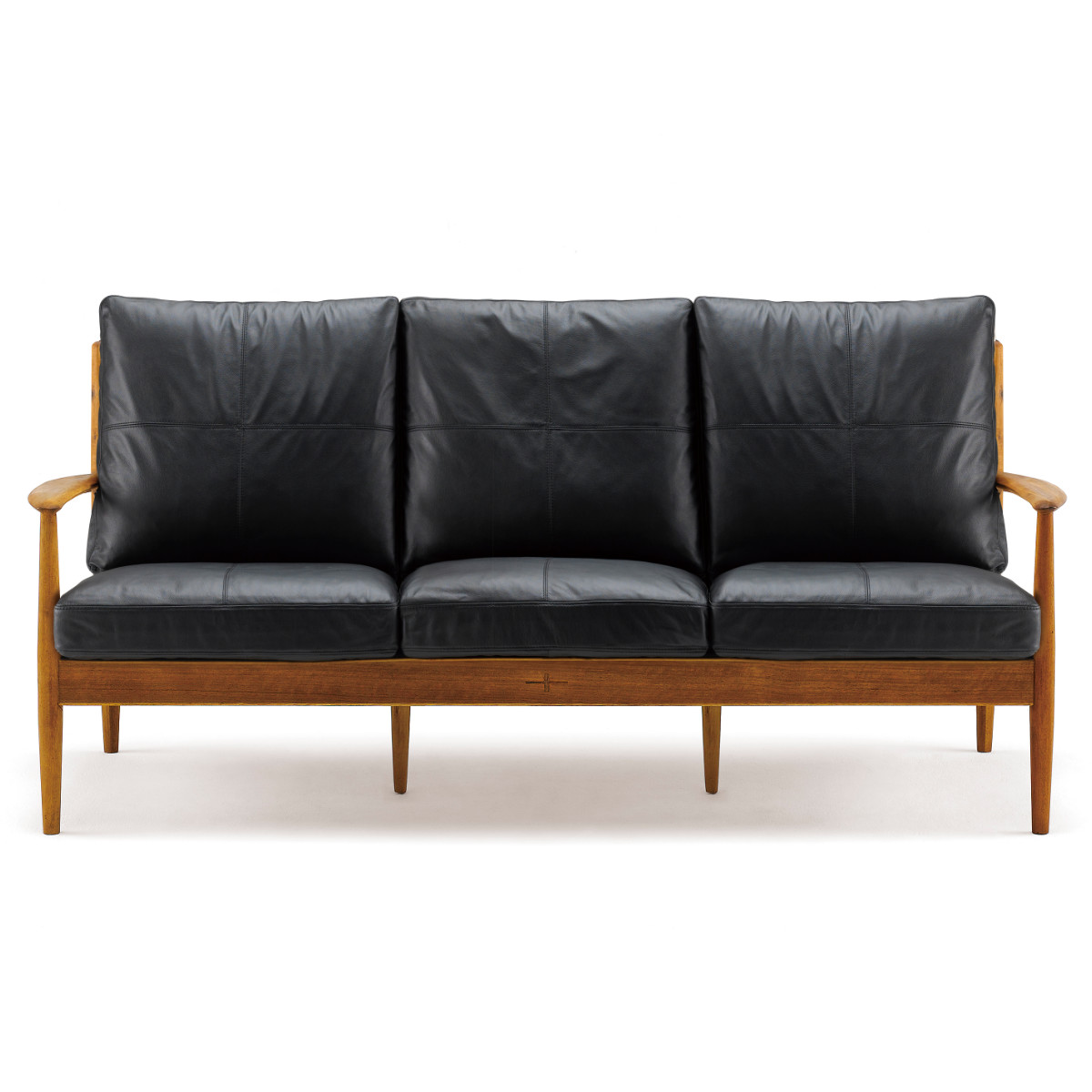 ソファ 3人掛け 幅183cm 本牛革ブラック EDDA （ 開梱設置 エッダ 革