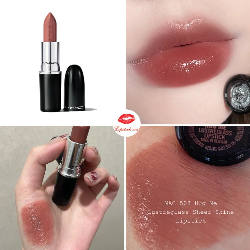Son MAC 508 Hug Me Hồng Trà Sữa - Lustreglass Sheer-Shine Lipstick
