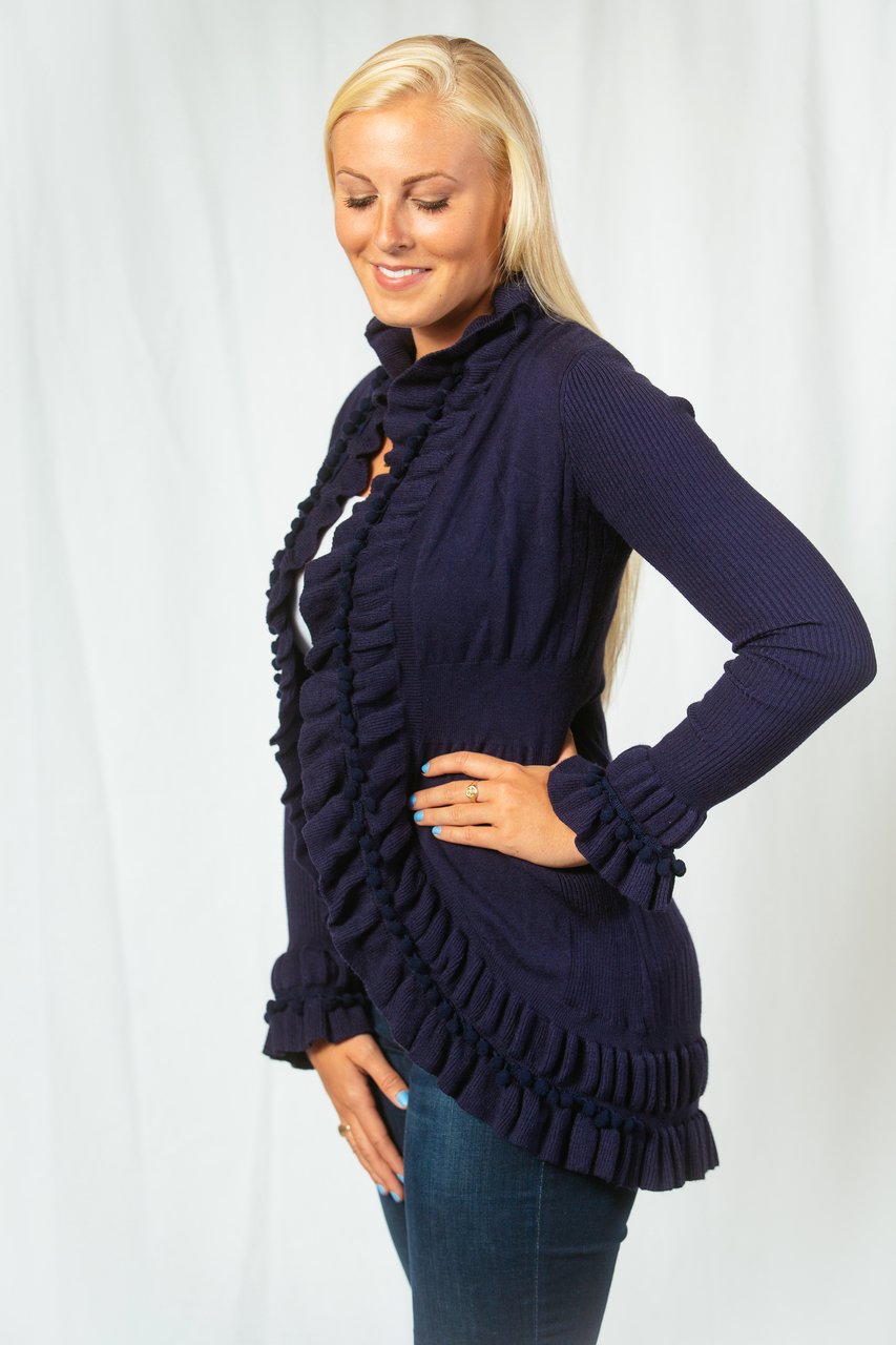 The Paige Ruffle Cardigan – Liza Byrd