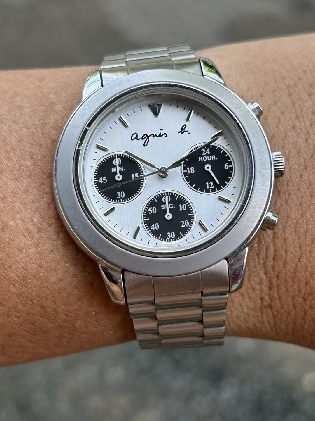 Agnes b. Quartz Silver V654-6100 Chronograph Ss Silver Wristwatch