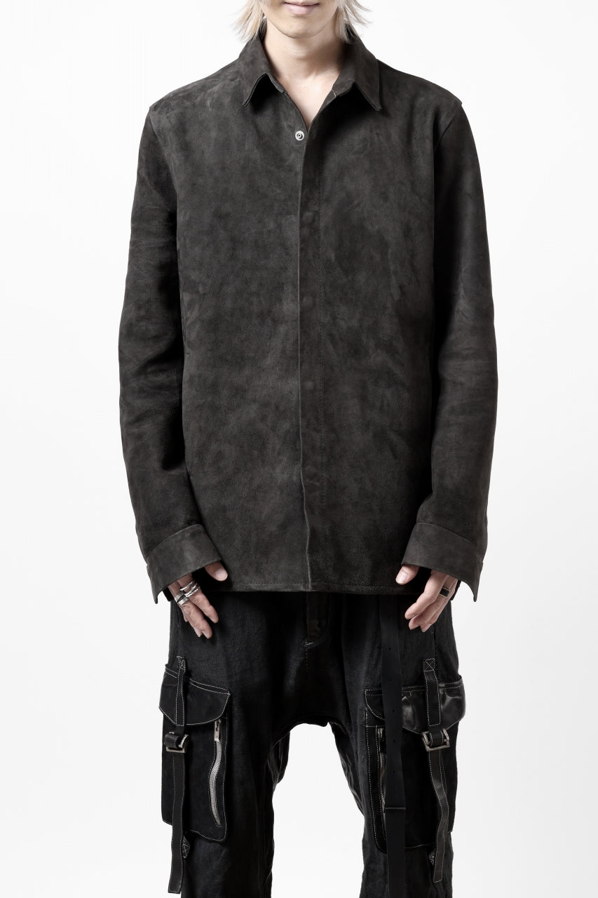 ISAMU KATAYAMA BACKLASH REVERSE LEATHER SHIRT / DOUBLE DYED - JP