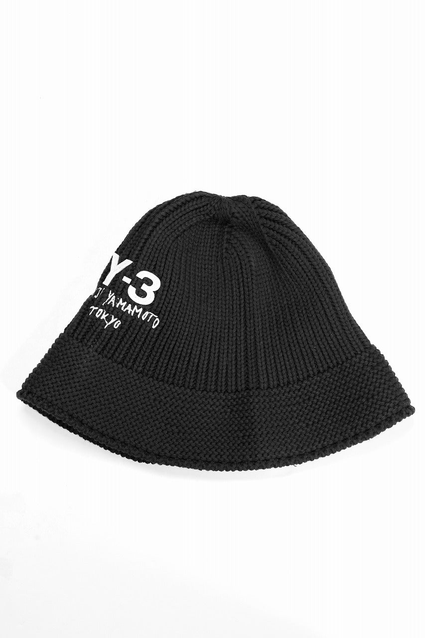 Y-3 Yohji Yamamoto HERITAGE KNIT BUCKET HAT (BLACK) – LOOM OSAKA