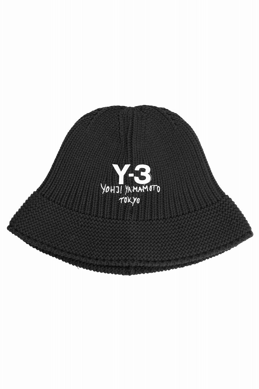 Y-3 Yohji Yamamoto HERITAGE KNIT BUCKET HAT (BLACK) – LOOM OSAKA