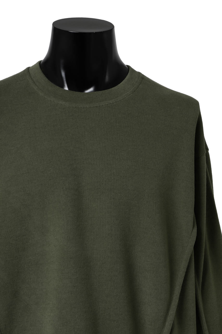 A.F ARTEFACT IRREGULAR HEM PULLOVER / COPE KNIT JERSEY (KHAKI)の