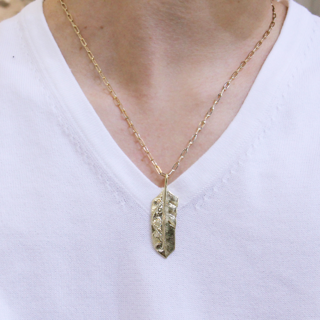 ハワイアンジュエリー〔K14YG〕飛躍と友情の印に/フェザーMゴールド