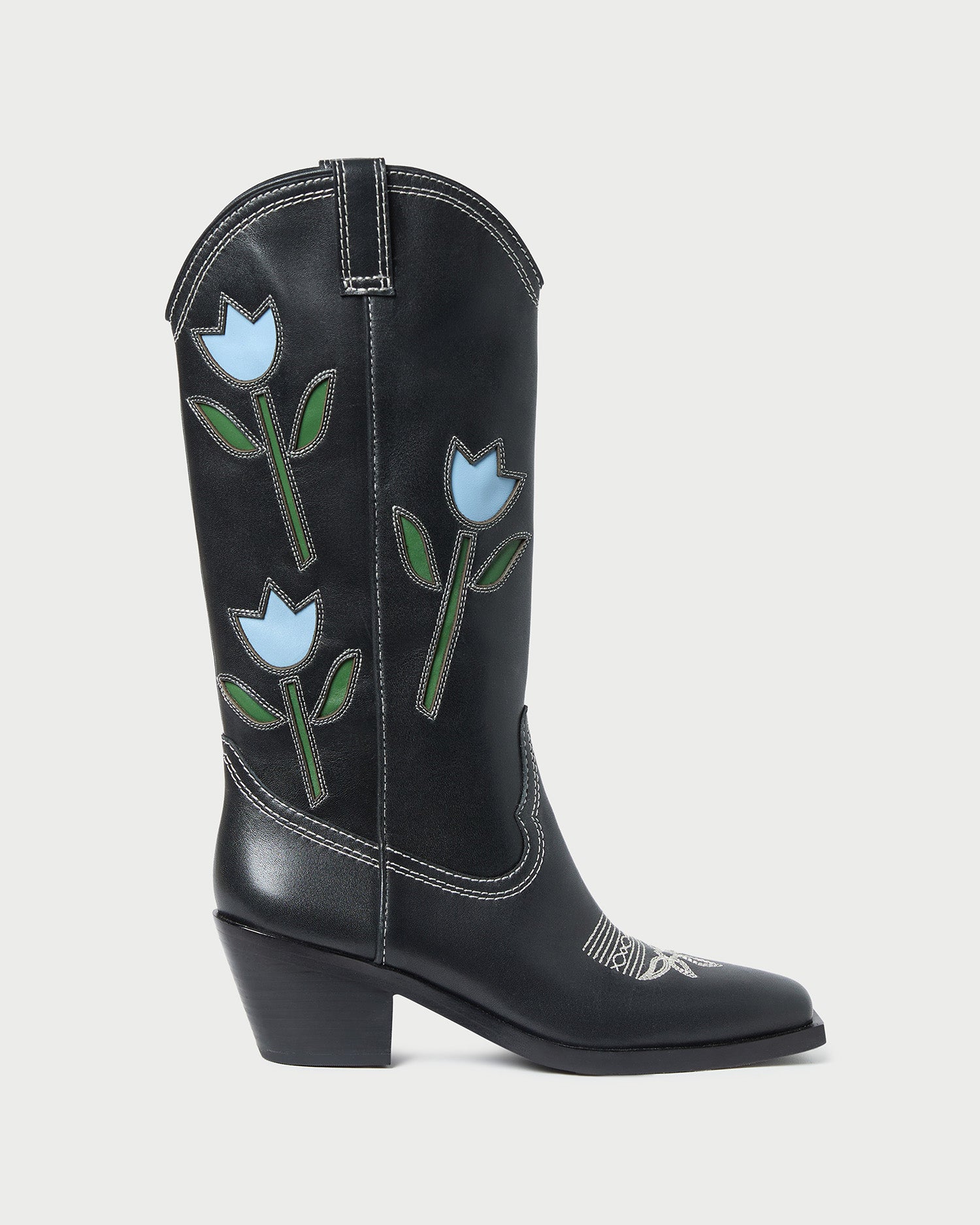 Wilder Black Tulip Leather Boot | Tall Boots | Footwear