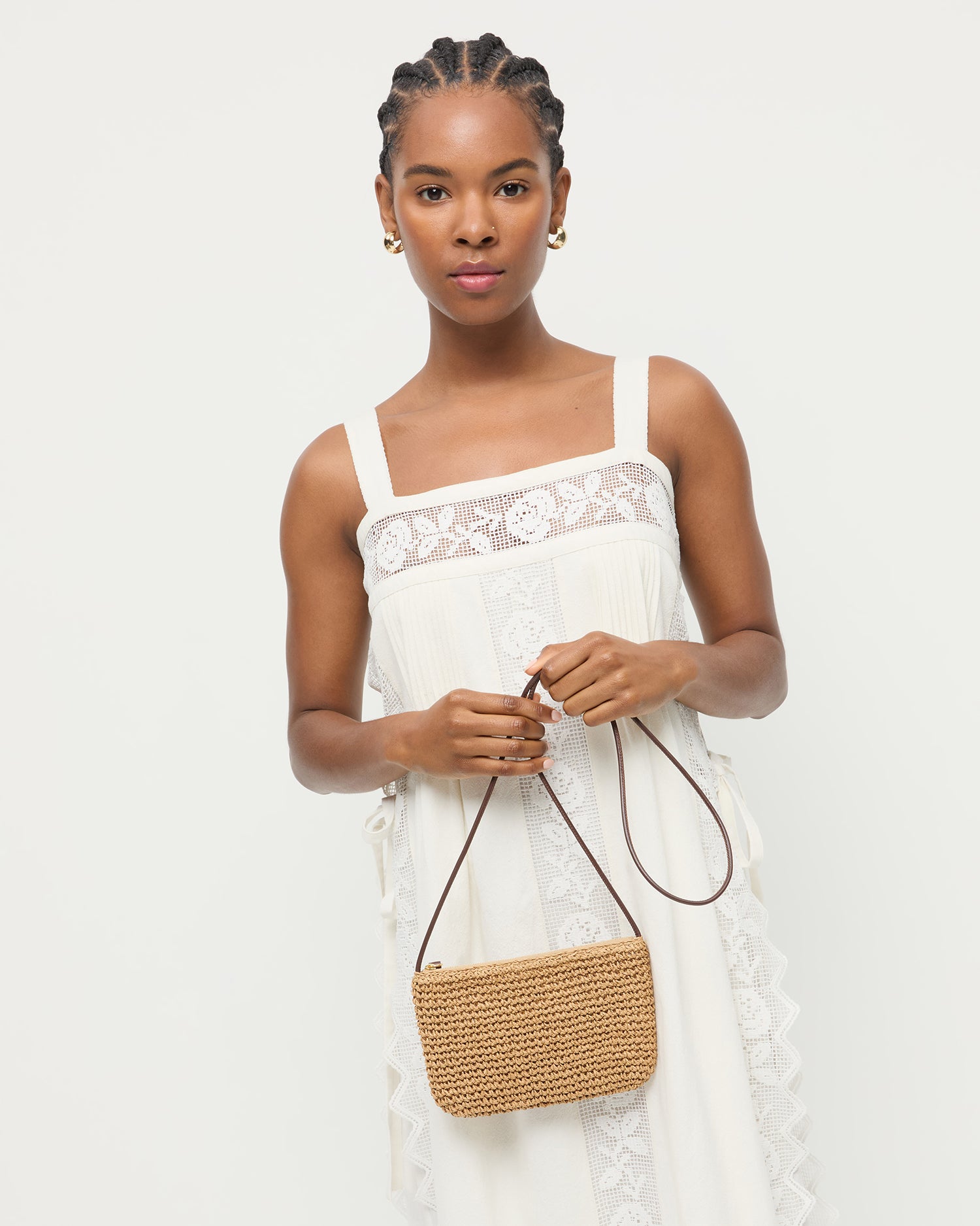 Yasmine Brown/Espresso Crochet Crossbody | Crossbodies | Handbags